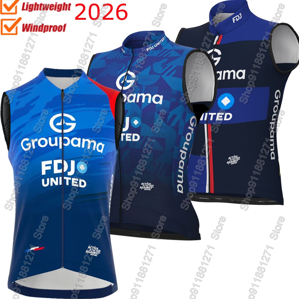 Cycling Gear Vest - เสื้อกั๊กปั่นจักรยาน FDJ 2026 กันลม สำหรับผู้ชาย ทีมฝรั่งเศส