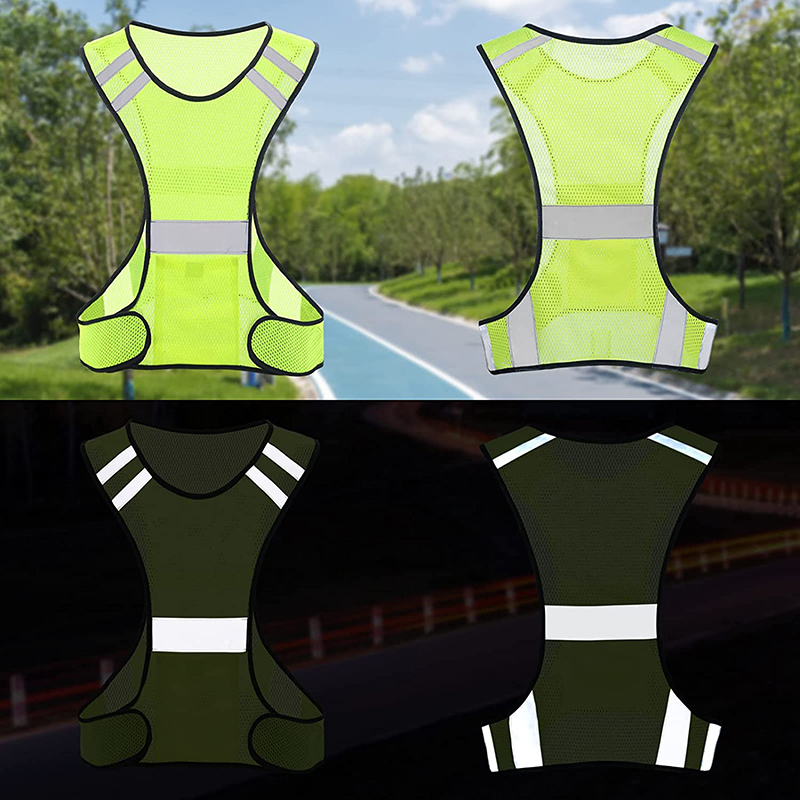 Cycling Gear Vest - เสื้อกั๊กนิรภัยสะท้อนแสงตาข่ายเรืองแสง มองเห็นได้ชัดเจน ระบายอากาศได้ดี น้ำหนักเบา สำหรับวิ่งกลางคืนและปั่นจักรยาน