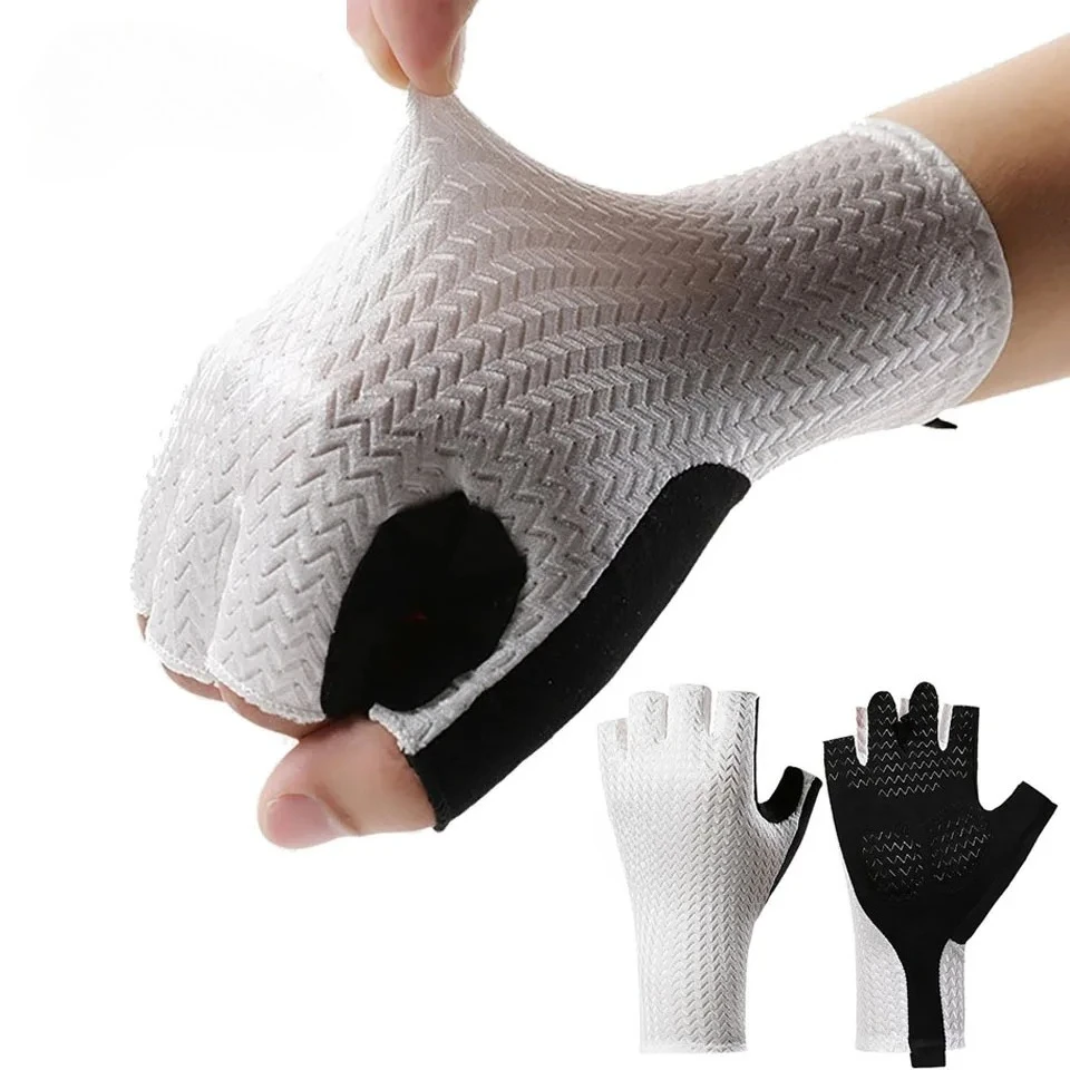 Cycling Gear Padding - 1 คู่ M/L/XL ฤดูร้อนระบายอากาศได้ดีถุงมือปั่นจักรยานแบบครึ่งนิ้วถุงมือจักรยานเสือหมอบน้ำหนักเบาพิเศษแผ่นซิลิโคนกันลื่นระบายความร้อนอุปกรณ์กีฬา