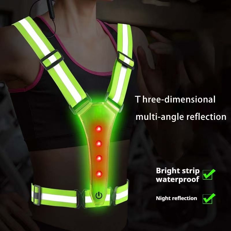 Cycling Gear Vest - เสื้อกั๊กวิ่ง LED สะท้อนแสง สายรัดสะท้อนแสง เสื้อผ้าสำหรับวิ่งกลางคืน ปั่นจักรยาน